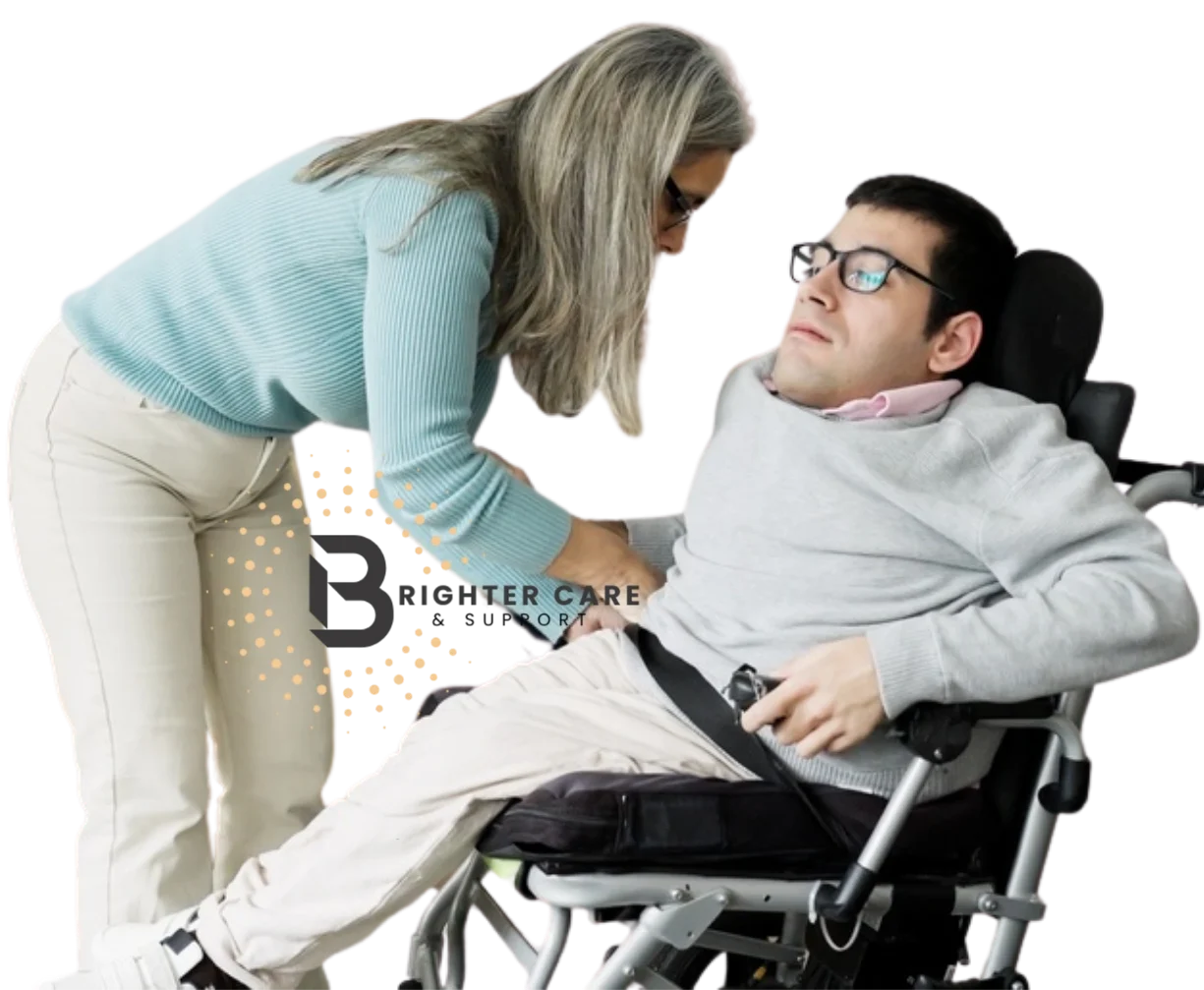 women assisting and helping a disabled men on wheelchair